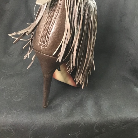 Boutique 9 Chocolate Brown Leather Bootie with Peep toe - Picture 3 of 9